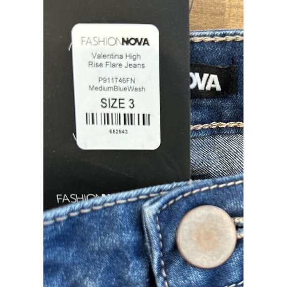 Fashion Nova Jeans Womens Denim Valentina High Rise Flare Leg Medium Wash Size 3 - Picture 6 of 6